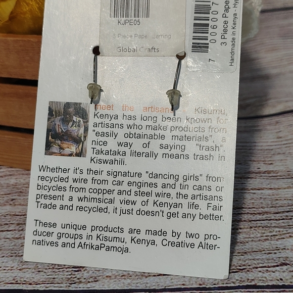 Upcycled Paper Bead Earrings - Picture 3 of 4